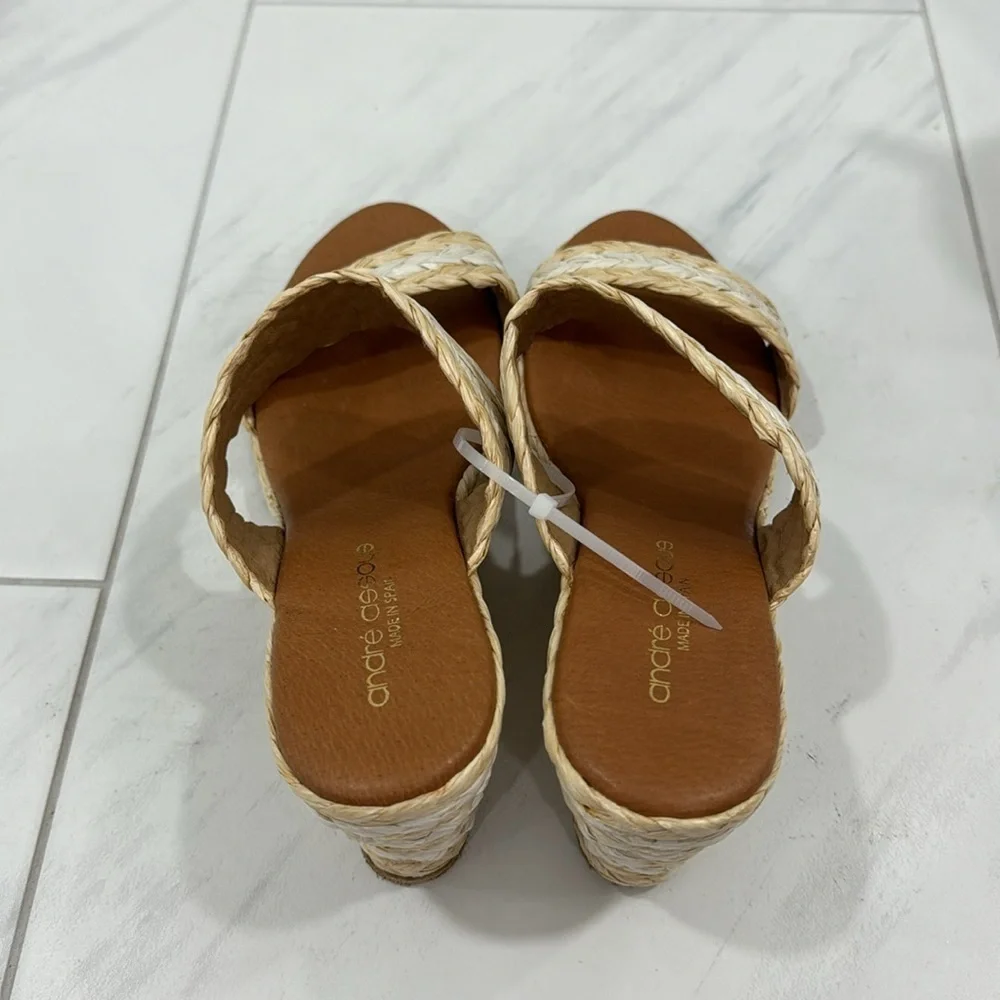 NEW! André Assous Nolita Raffia Wedge Slide Sandal - Size 40
